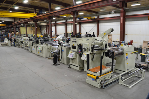 48" x .093" x 10k Surface critical Flex Fab slitting, edge trim, punching, notching, recoiling line.